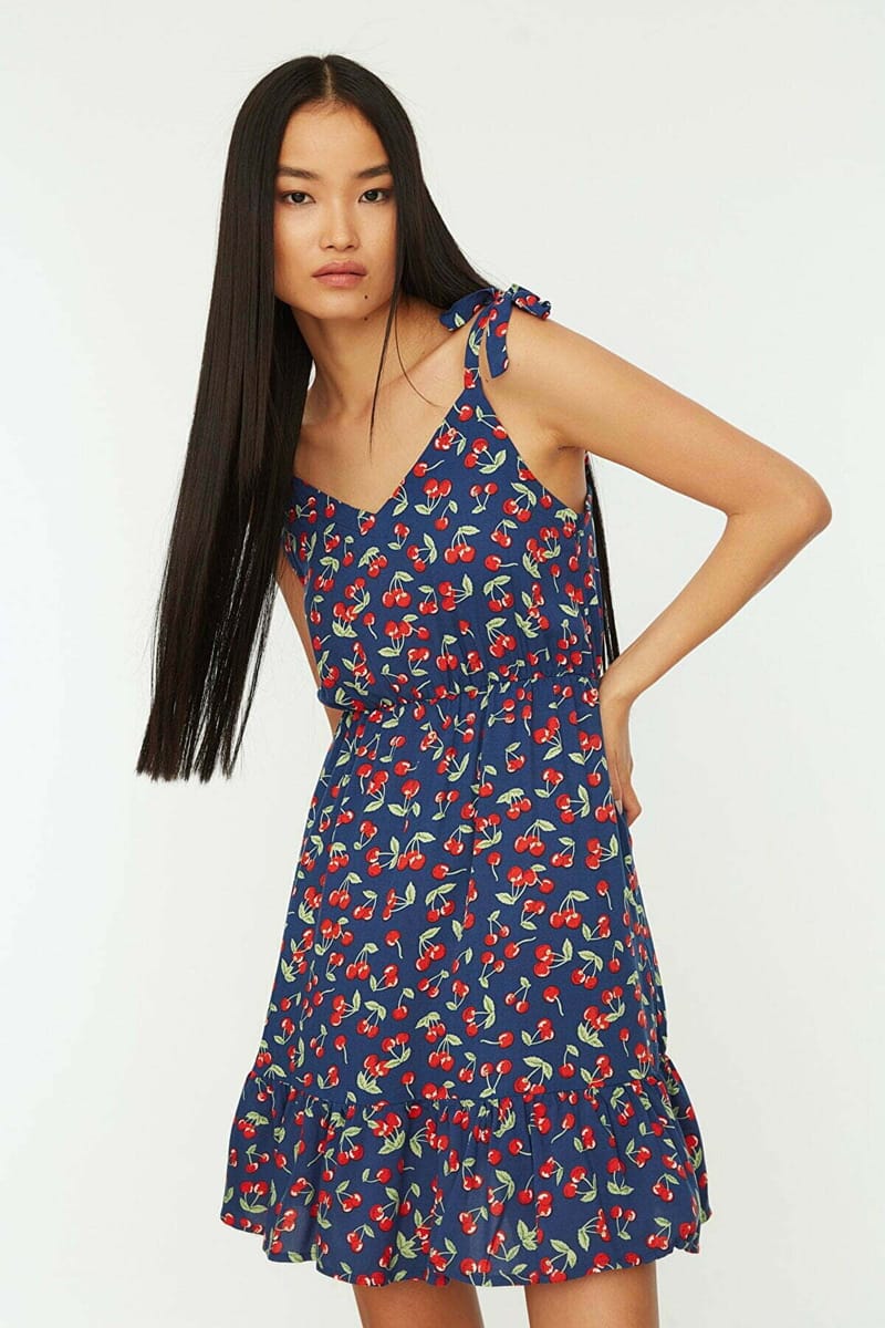 Floral Print Mini Dress Trendyol - Women's Mini Dresses 29