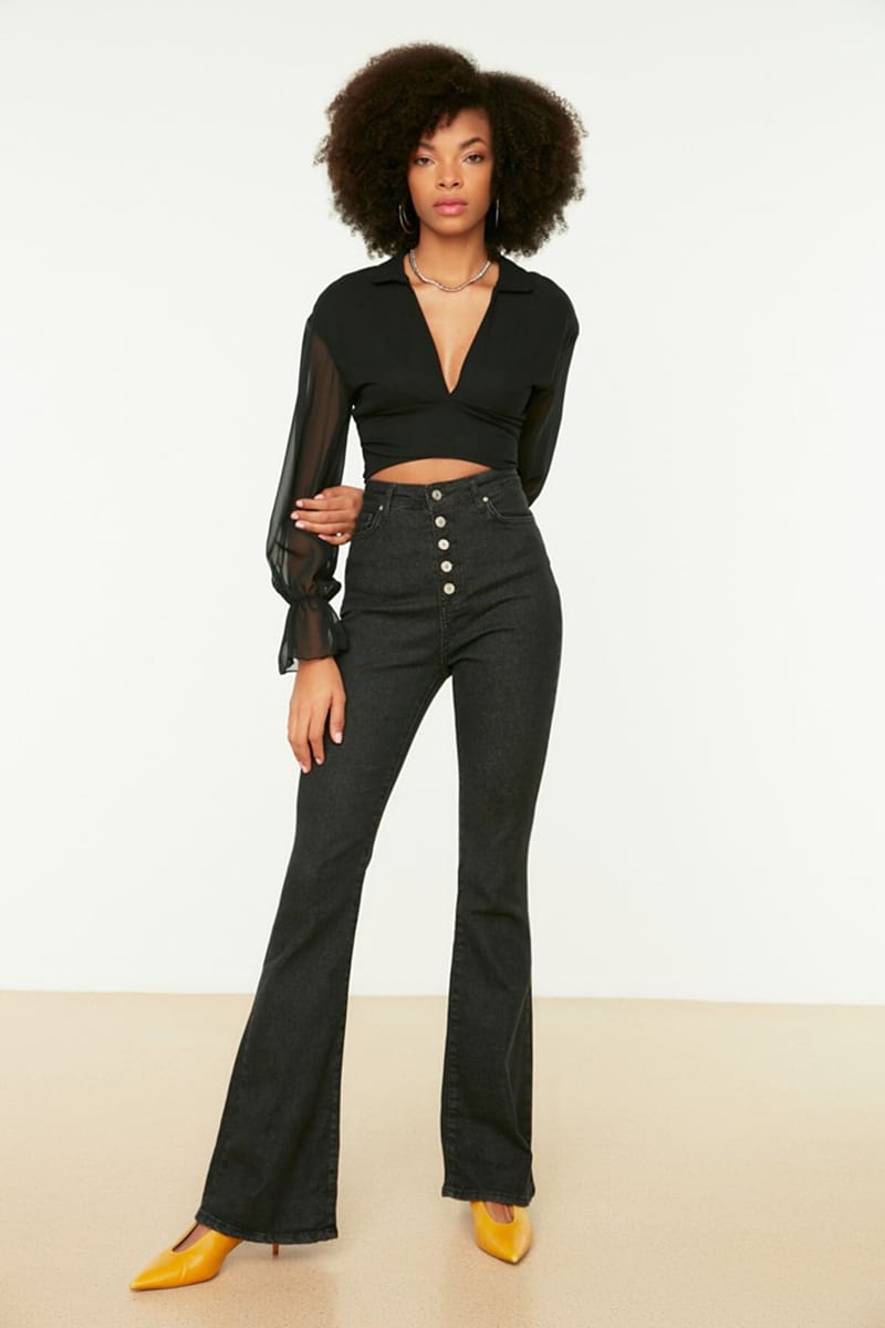High Waist Skinny Flared Women's Jeans High Waist Skinny Flared Women's Jeans - Wide Leg Jeans 54