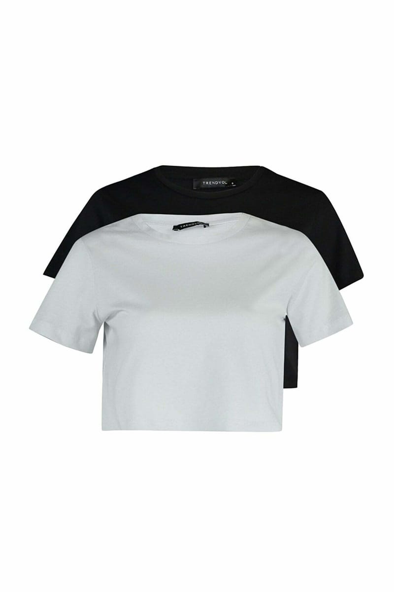 2 Pack Crew Neck Knitted T-Shirt Trendyol - Women's Casual T-Shirt 53