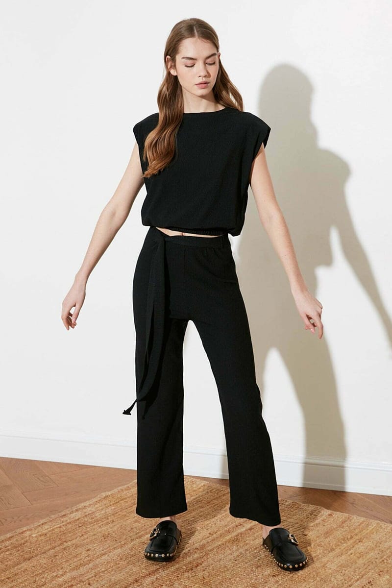 Boat Neck Knitted Top & Pants Women's Set Trendyol - Women's Co-ord Sets 56