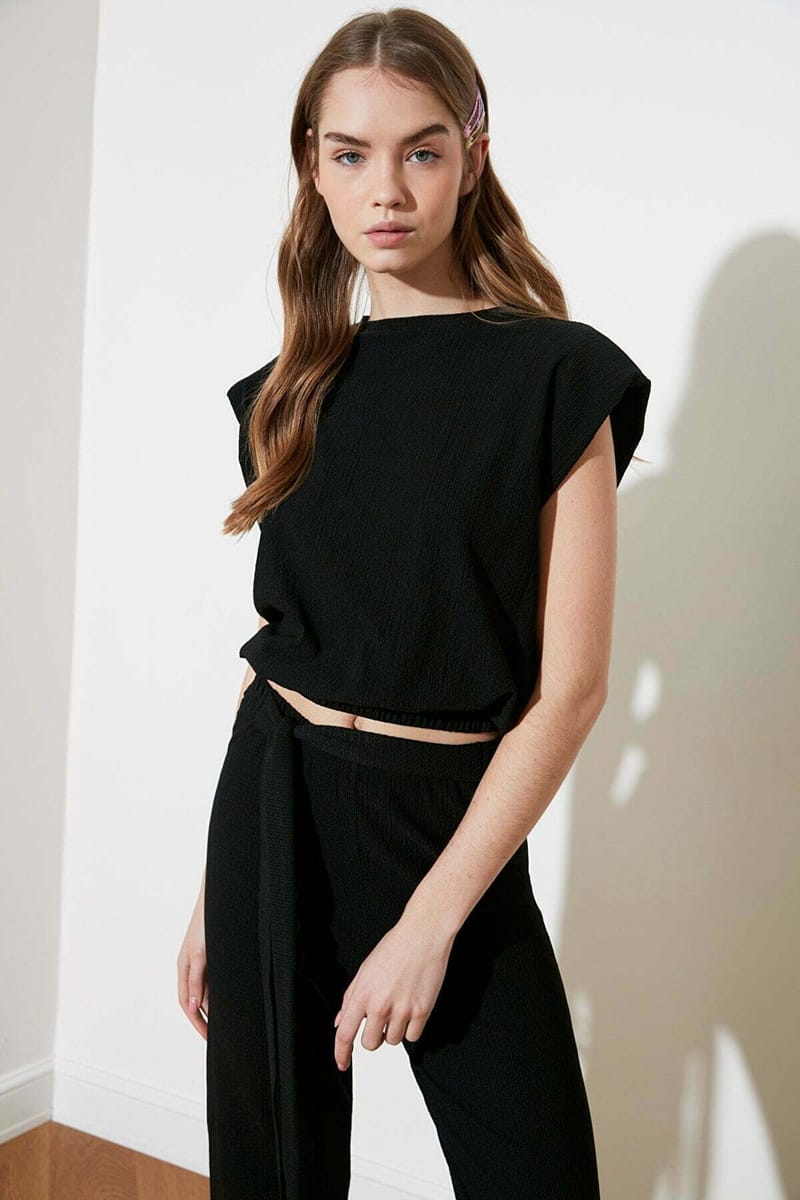 Boat Neck Knitted Top & Pants Women's Set Trendyol - Women's Co-ord Sets 58