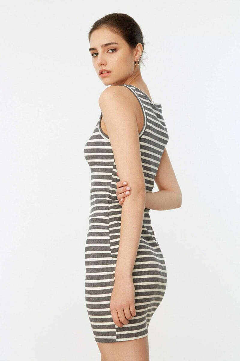 Striped Sweat Dress - Mini Dresses 20