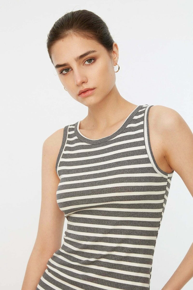 Striped Sweat Dress - Mini Dresses 21