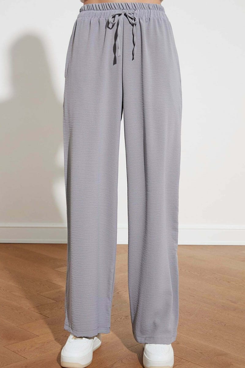 Grey Pegged Wide Leg Women's Trouser - Trousers 23