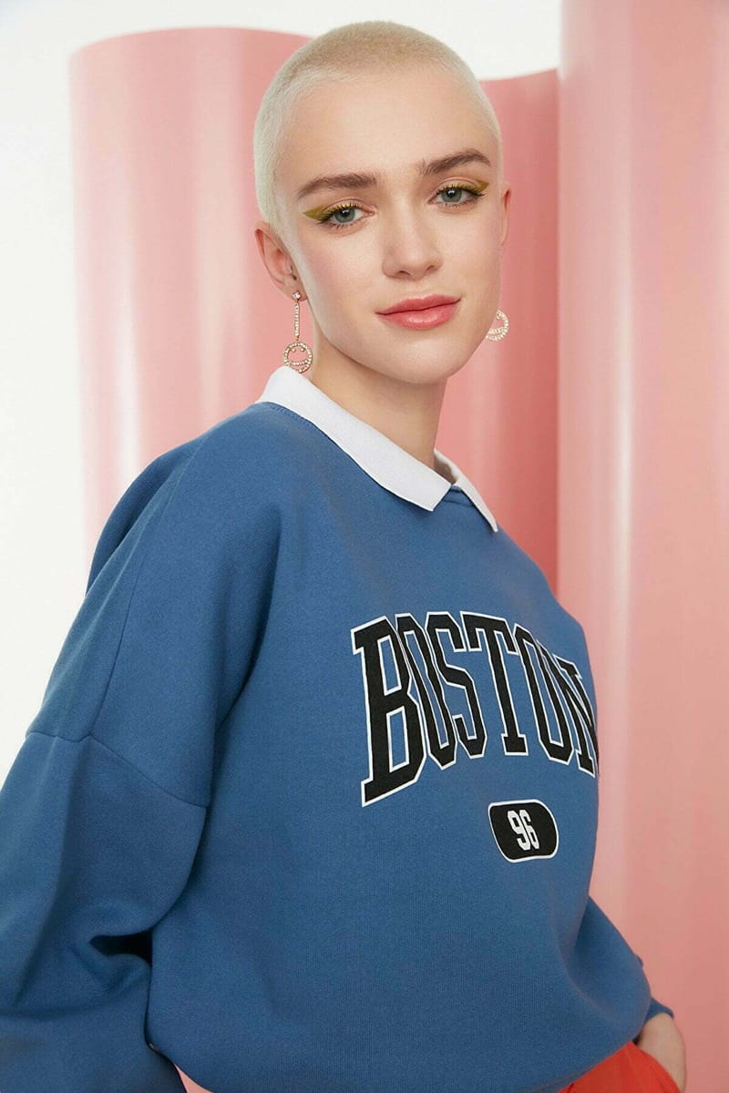 Blue Front Print Graphic Women's Sweatshirt - Sweatshirts 21
