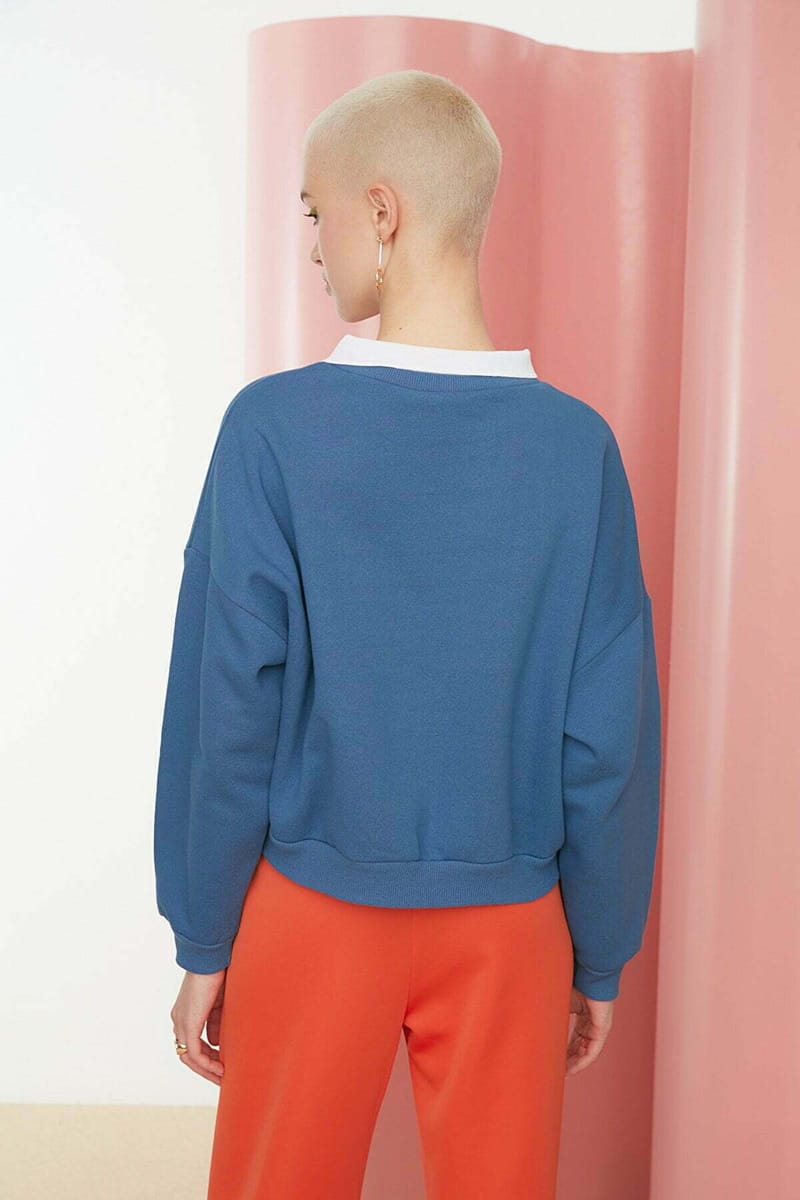 Blue Front Print Graphic Women's Sweatshirt - Sweatshirts 24