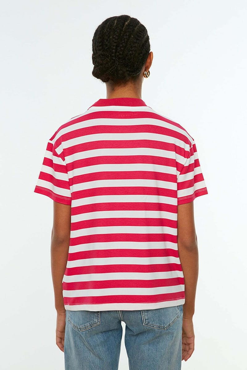 Striped Knitted T Shirt Trendyol - Women's Casual T-Shirt 40