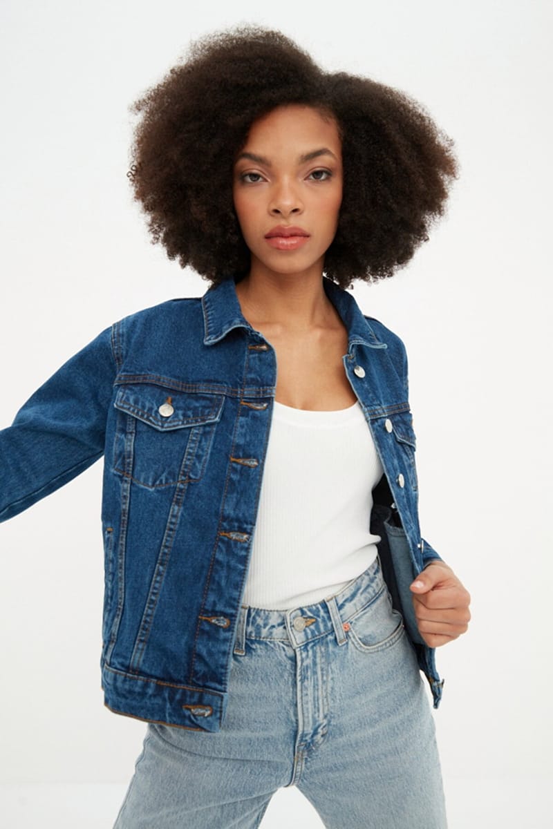 Blue Pocket Detail Denim Long Sleeve Women's Jacket Blue Pocket Detail Denim Long Sleeve Women's Jacket - Denim Jackets 19