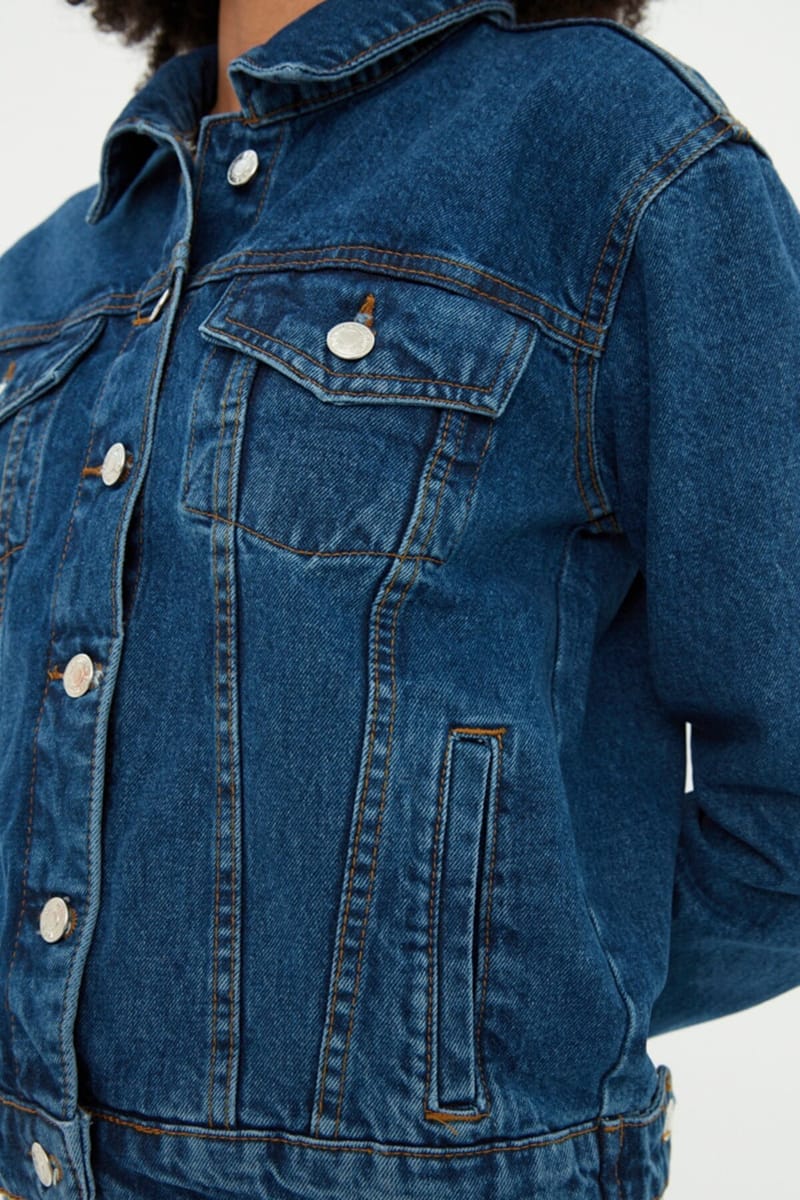 Blue Pocket Detail Denim Long Sleeve Women's Jacket Blue Pocket Detail Denim Long Sleeve Women's Jacket - Denim Jackets 22