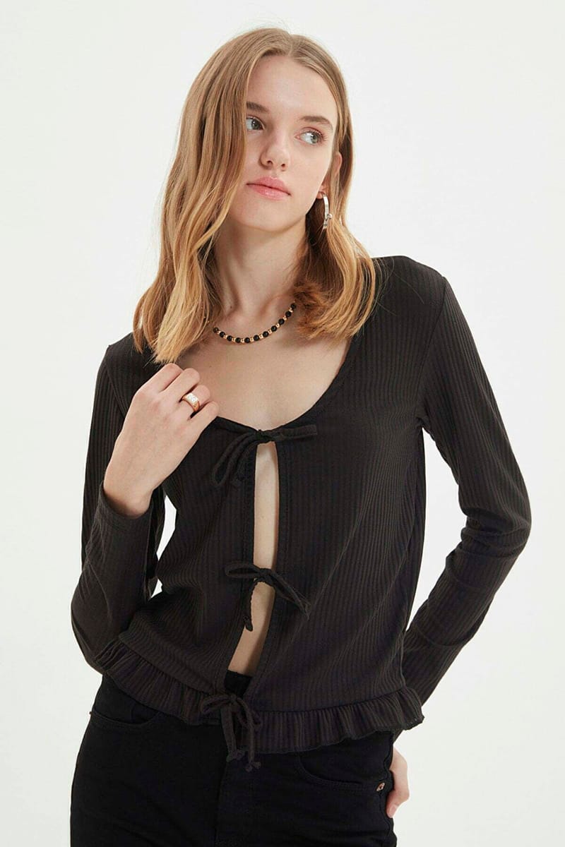 Black V-Neck Knitted Long Sleeve Women's Cardigan Black V-Neck Knitted Long Sleeve Women's Cardigan - Cardigans 16
