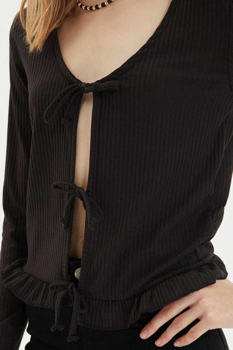 Black V-Neck Knitted Long Sleeve Women's Cardigan Black V-Neck Knitted Long Sleeve Women's Cardigan - Cardigans 17