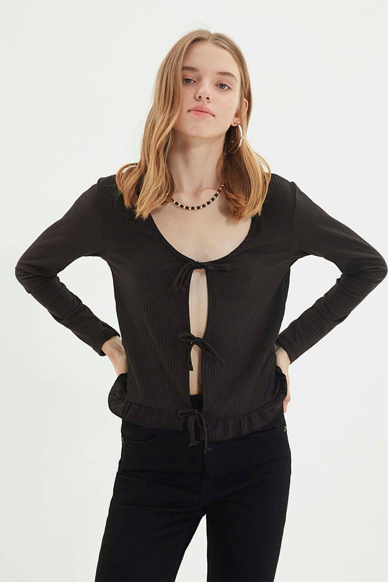 Black V-Neck Knitted Long Sleeve Women's Cardigan Black V-Neck Knitted Long Sleeve Women's Cardigan - Cardigans 15