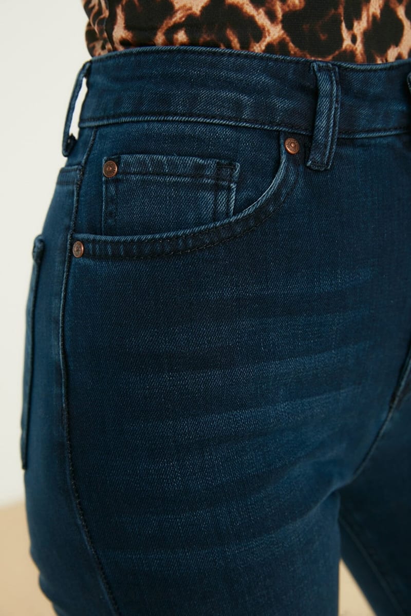 Navy Blue High Waist Mom Women's Jeans - Mom Jeans 27