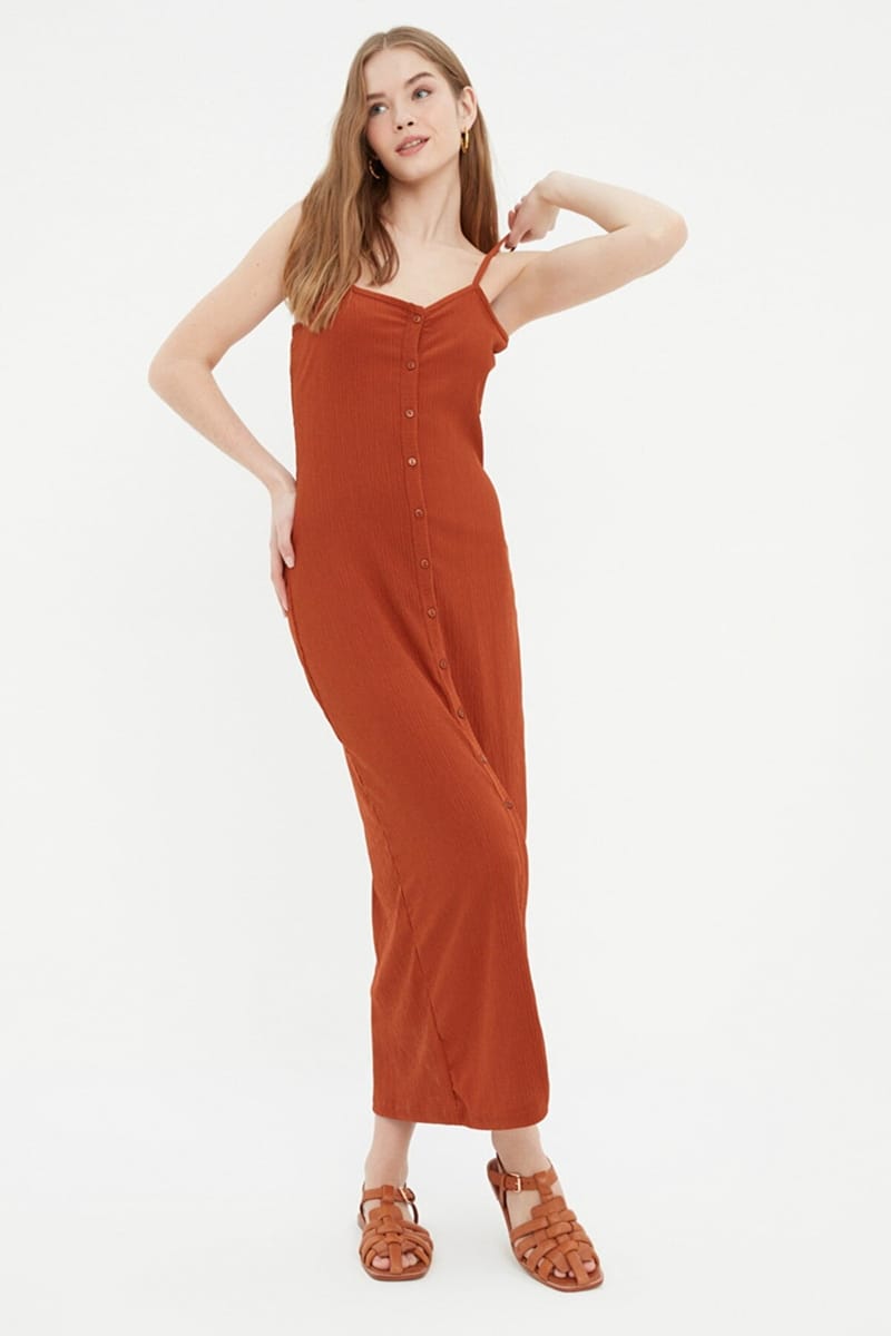 Front Split Button Detail Knitted Dress Front Split Button Detail Knitted Dress - Party Dresses 25