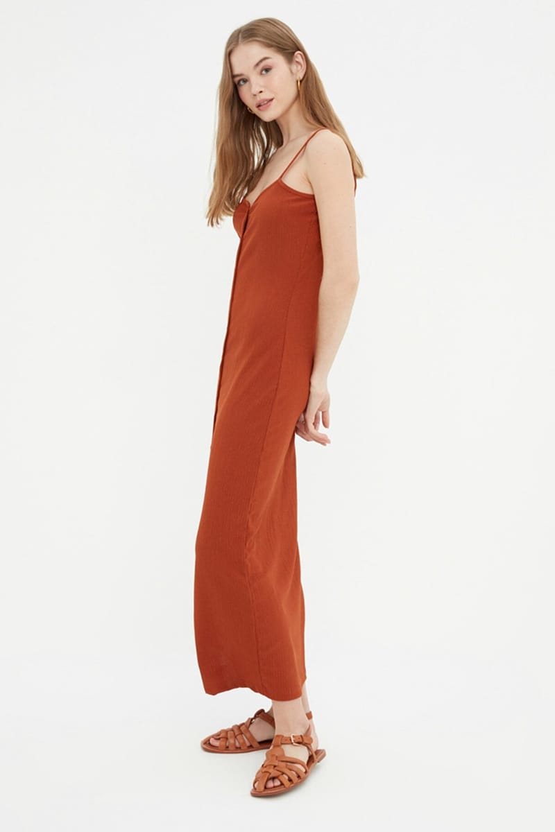 Front Split Button Detail Knitted Dress Front Split Button Detail Knitted Dress - Party Dresses 26