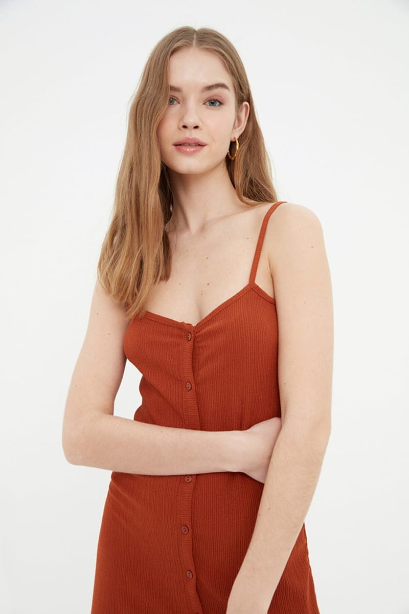 Front Split Button Detail Knitted Dress Front Split Button Detail Knitted Dress - Party Dresses 27