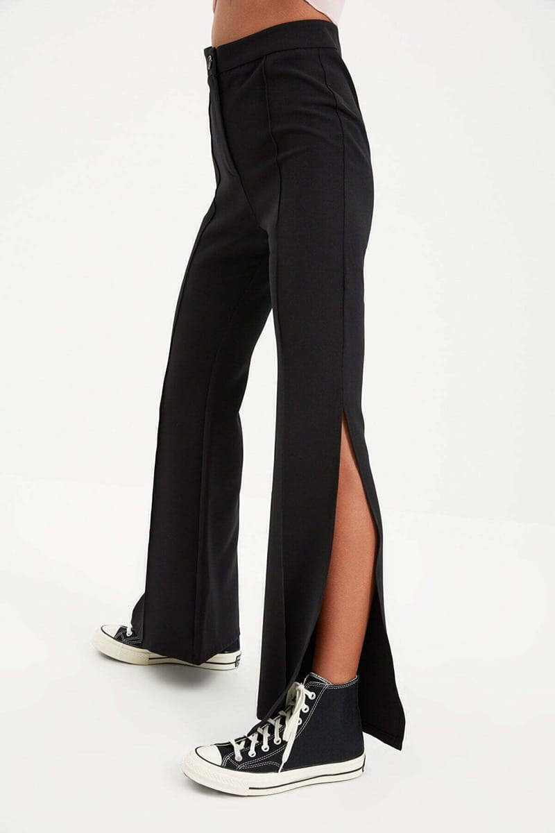 Wide Boot-Cut Leg Tapered Slit Women's Pants - Trousers 28