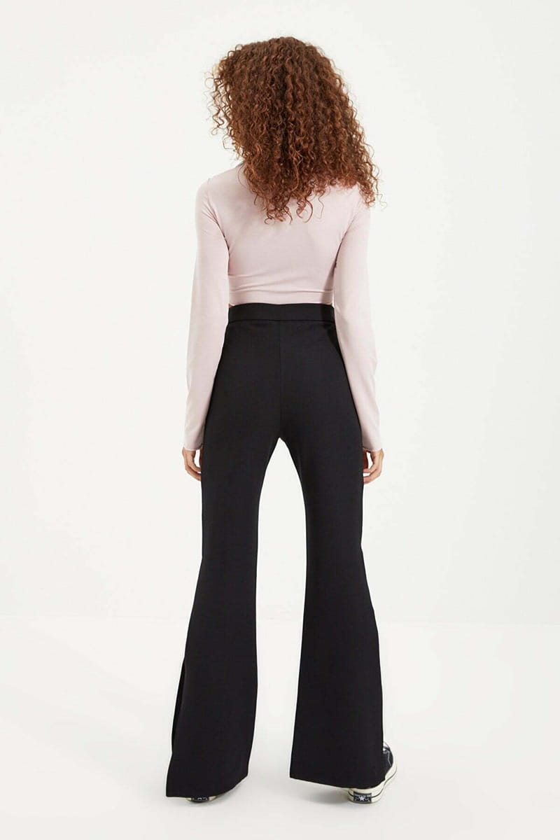 Wide Boot-Cut Leg Tapered Slit Women's Pants - Trousers 29