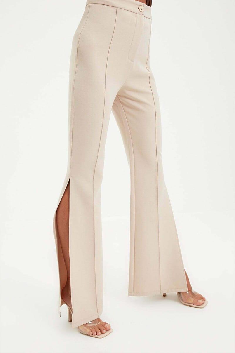Wide Boot-Cut Leg Tapered Slit Women's Pants Wide Boot-Cut Leg Tapered Slit Women's Pants - Trousers 48