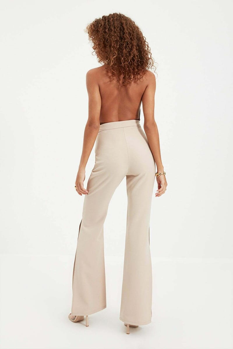 Wide Boot-Cut Leg Tapered Slit Women's Pants Wide Boot-Cut Leg Tapered Slit Women's Pants - Trousers 49