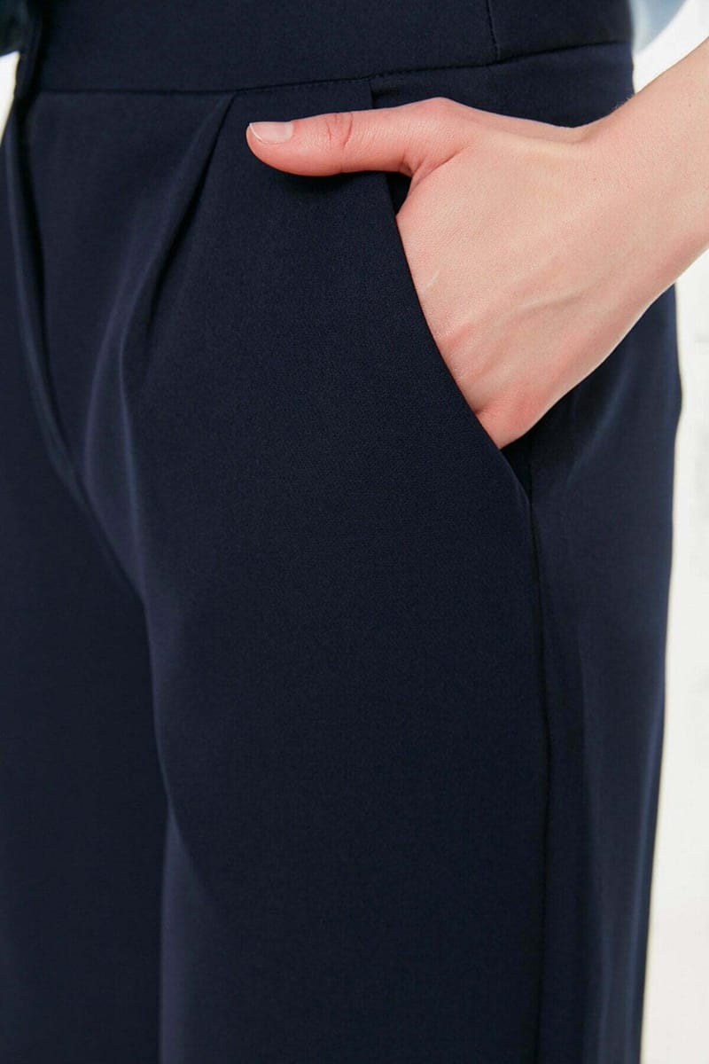 Navy Straight Blue Wide Leg Women's Pants Navy Straight Blue Wide Leg Women's Pants - Trousers 48