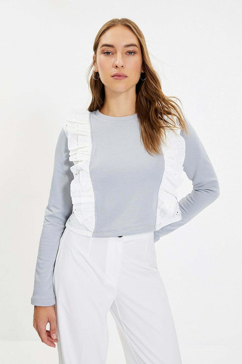 Lace Detail Sweatshirt - Sweatshirts 20