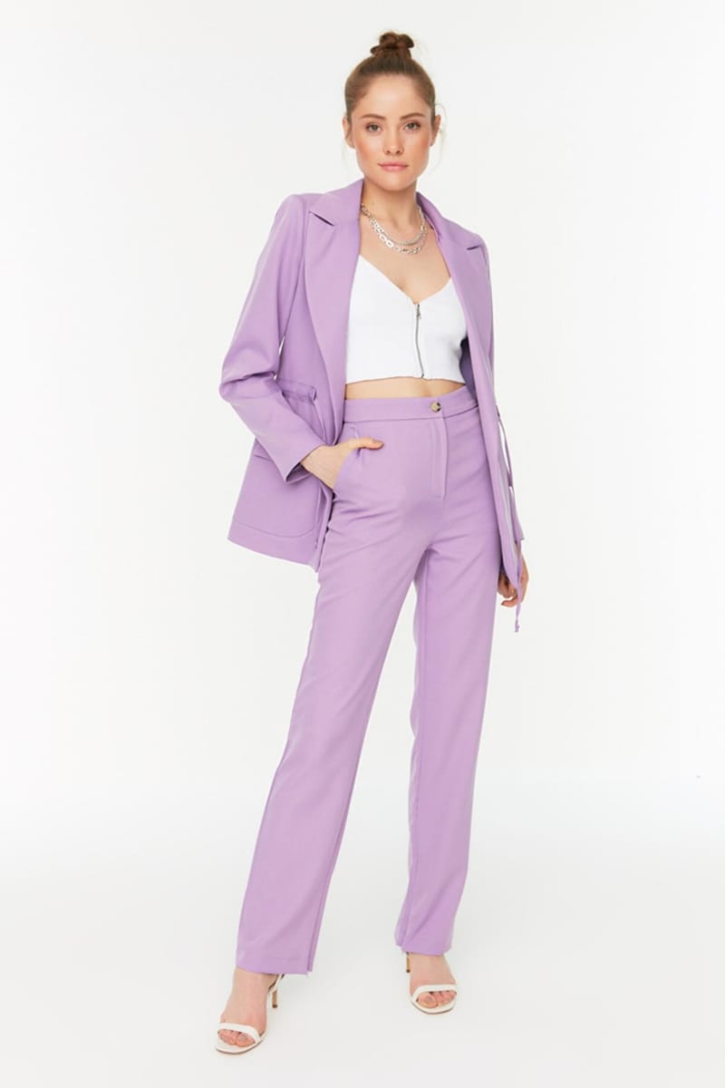 Purple High Waist Women's Pant - Formal Pants 30