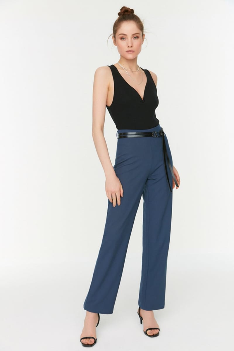 Navy Blue High Waist Women's Pants Navy Blue High Waist Women's Pant - Formal Pants 21