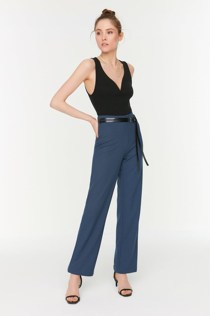 Navy Blue High Waist Women's Pants Navy Blue High Waist Women's Pant - Formal Pants 20