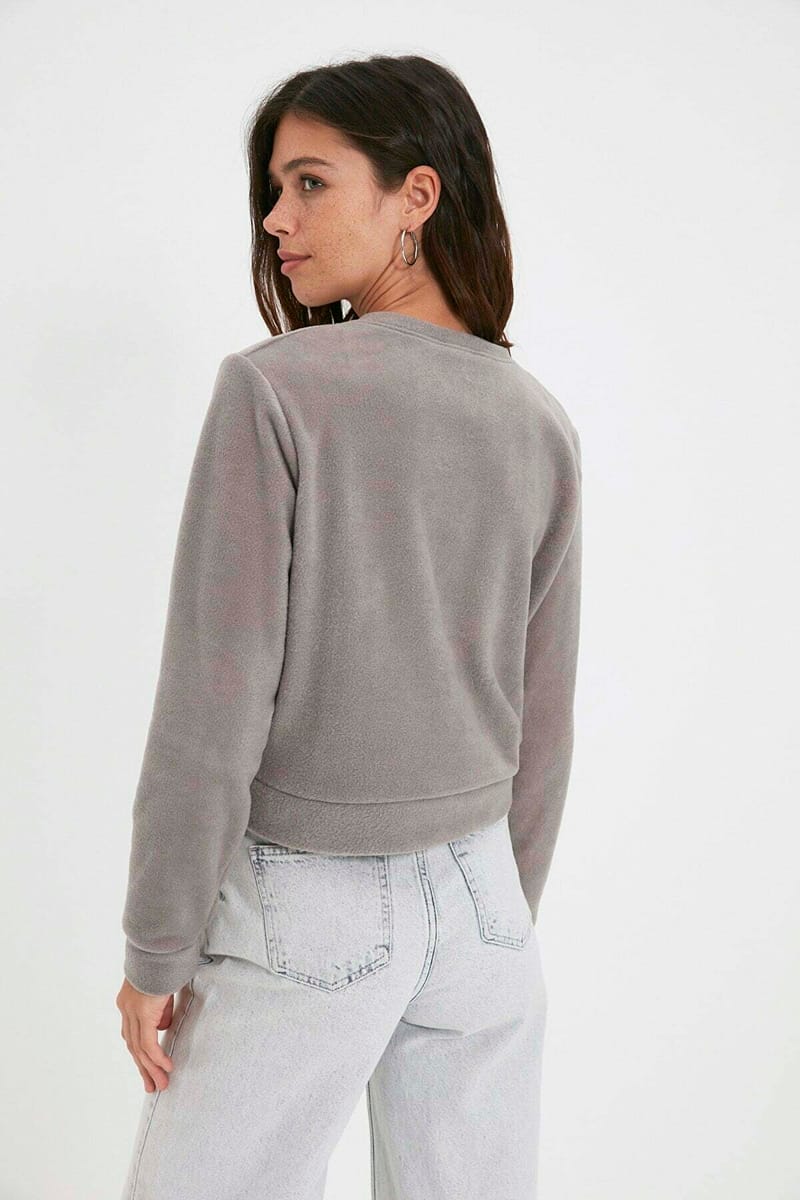 Two Tone Color Block Knitted Women's Sweatshirt - Sweatshirts 29