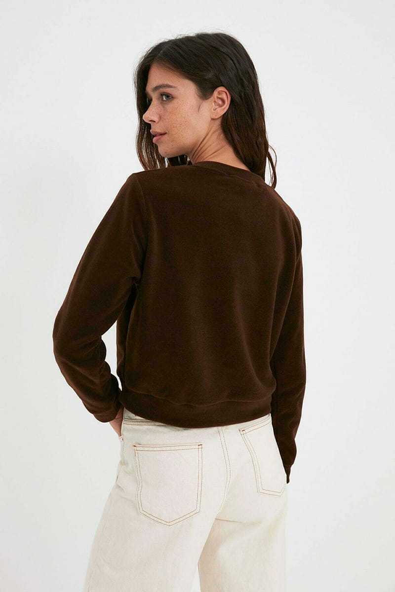 Two Tone Color Block Knitted Women's Sweatshirt Two Tone Color Block Knitted Women's Sweatshirt - Sweatshirts 49