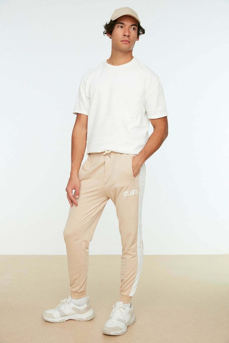 Beige Regular Fit Men's Sweatpants - Sweatpants 25