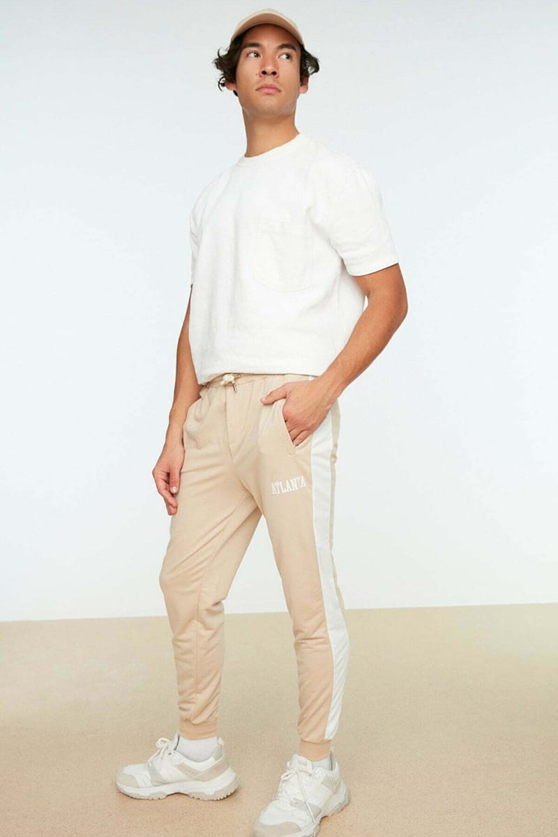 Beige Regular Fit Men's Sweatpants - Sweatpants 26