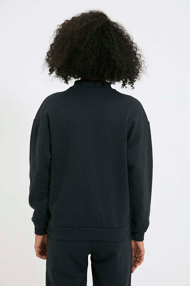 Black Graphic Knitted Women's Sweatshirt - Sweatshirts 34