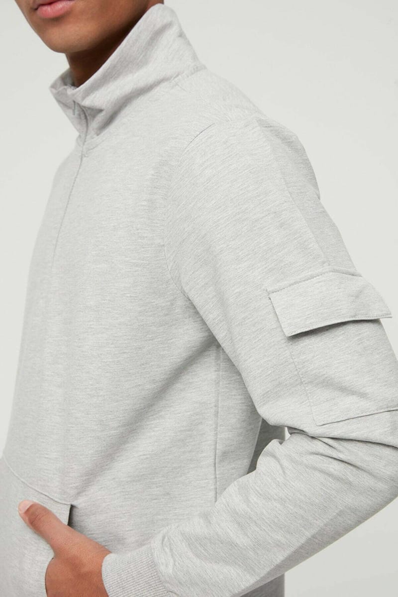 Zip Detail Sleeve Pocket Sweatshirt - Sweatshirts 23