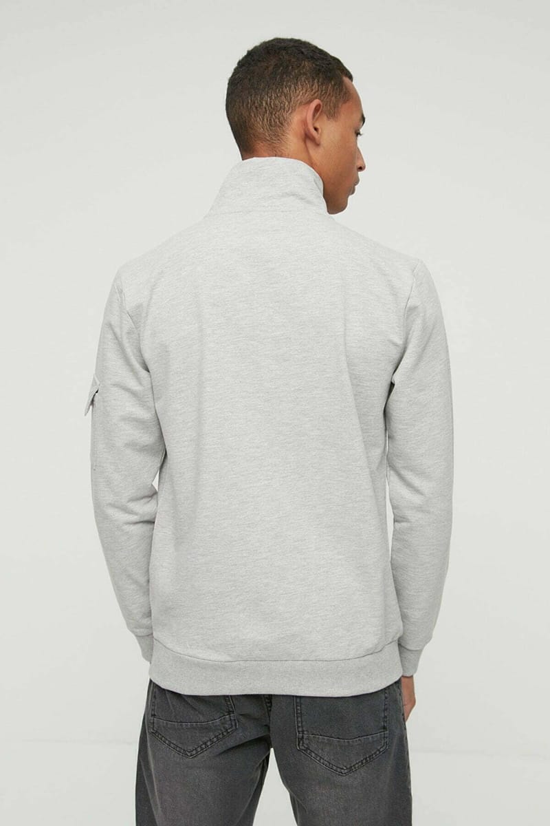 Zip Detail Sleeve Pocket Sweatshirt - Sweatshirts 24