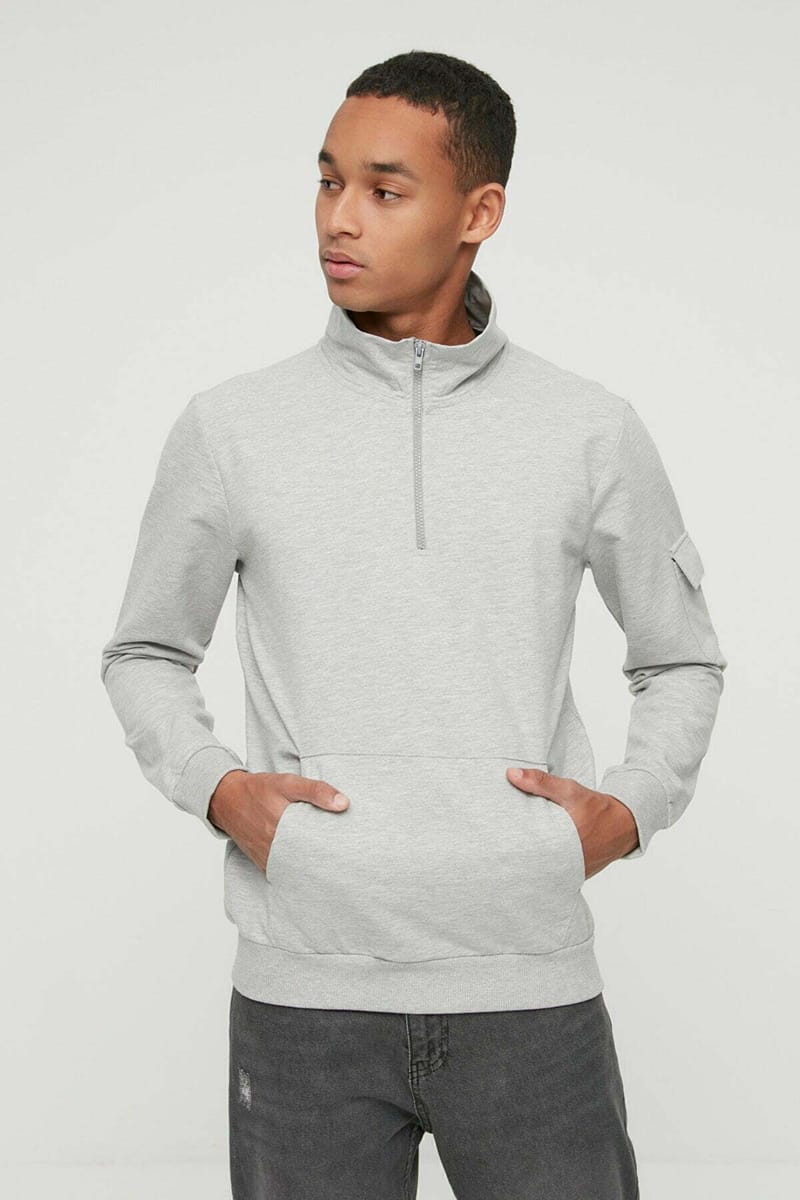 Zip Detail Sleeve Pocket Sweatshirt - Sweatshirts 20
