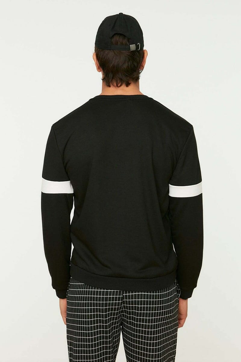 Stripe Detail Black Sweatshirt - Sweatshirts 29