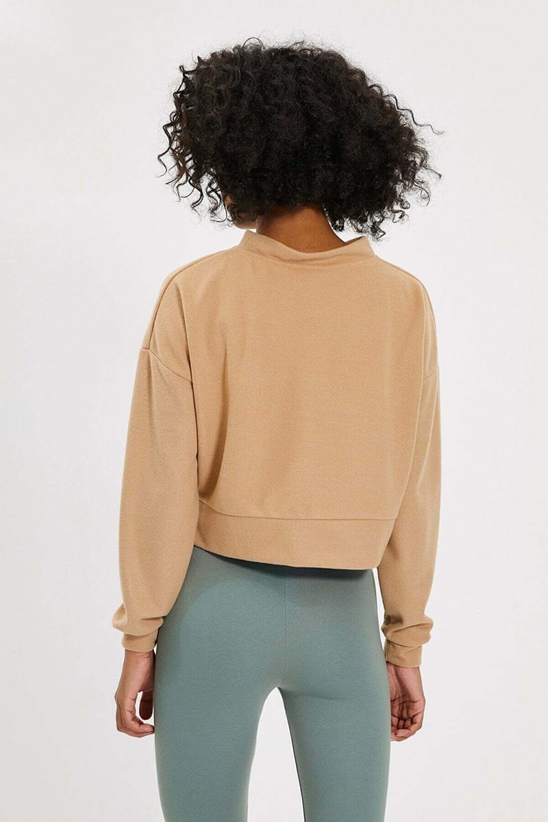 Crop Cut Detail Fabric Knitted Sweatshirt - Sweatshirts 29