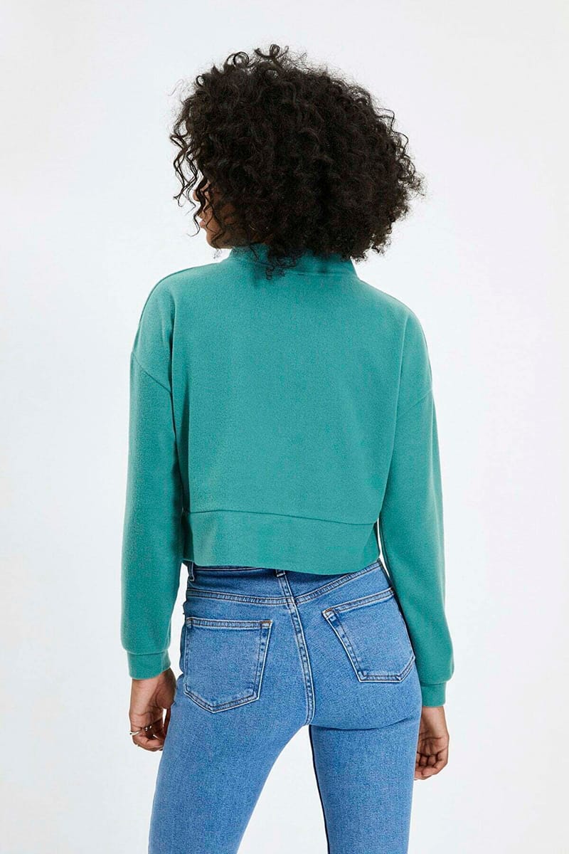 Crop Cut Detail Fabric Knitted Sweatshirt - Sweatshirts 49