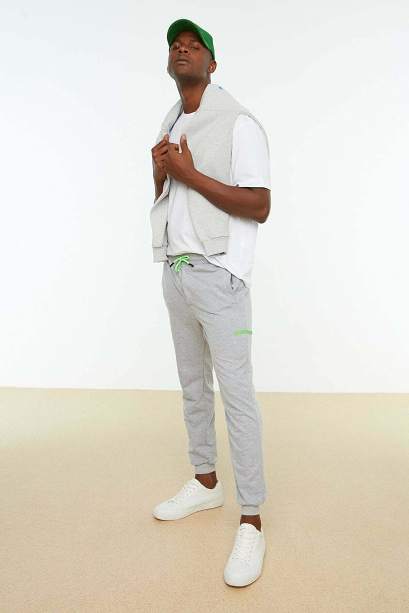 Grey Drawstring Cuffed Men's Sweatpants Grey Drawstring Cuffed Men's Sweatpants - Sweatpants 30