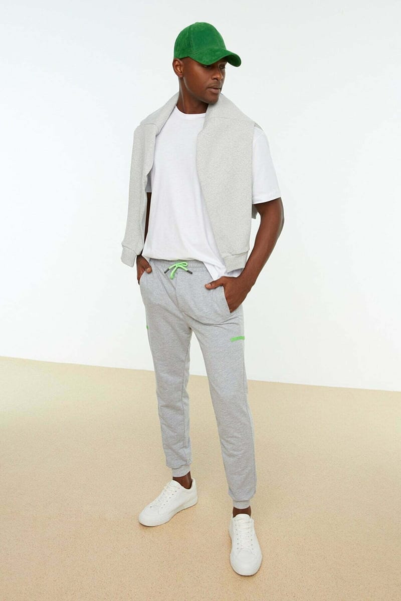 Grey Drawstring Cuffed Men's Sweatpants Grey Drawstring Cuffed Men's Sweatpants - Sweatpants 31