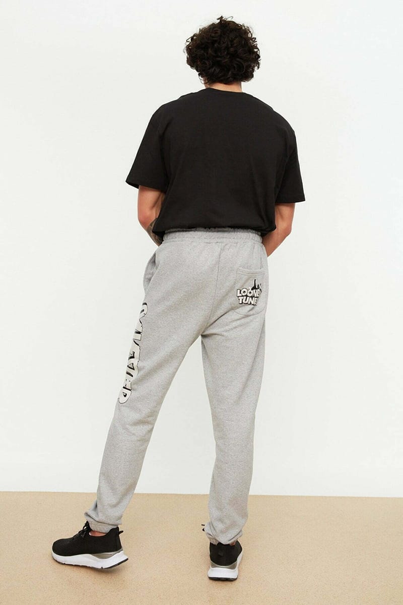 Grey Essential Printed Men's Sweatpants - Sweatpants 24