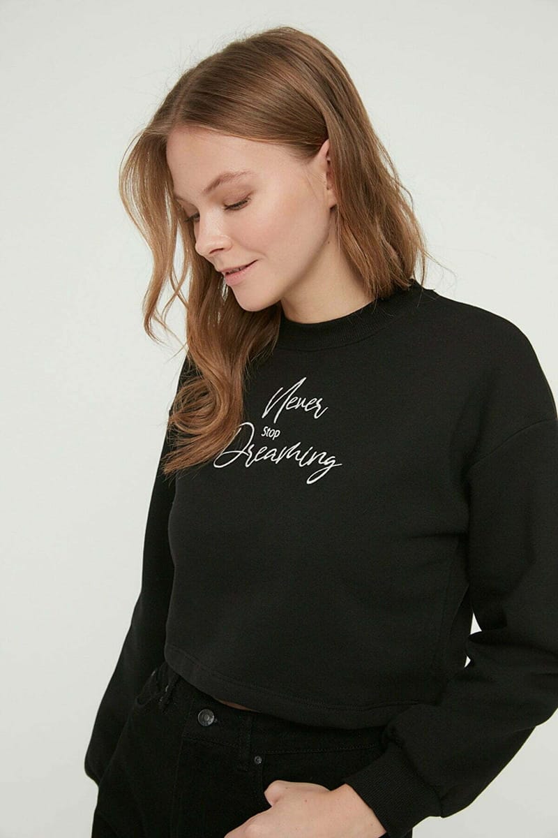 Printed Crop Sweatshirt - Sweatshirts 66