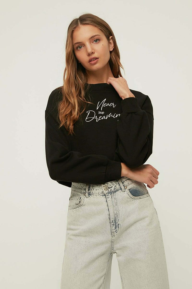 Printed Crop Sweatshirt - Sweatshirts 62