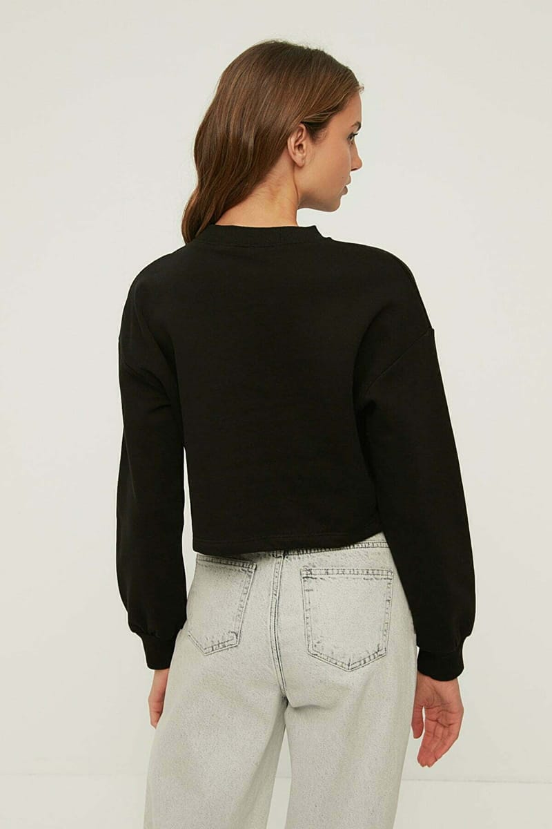 Printed Crop Sweatshirt - Sweatshirts 64
