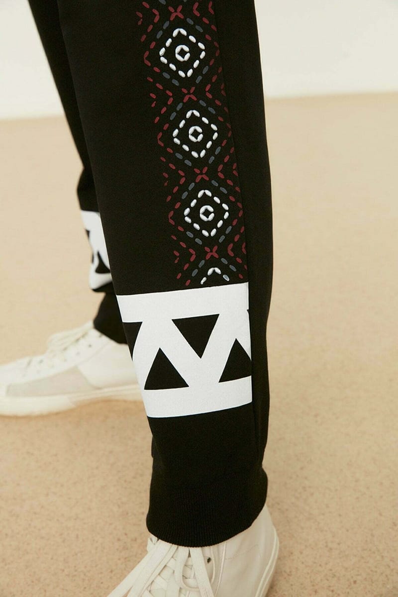 Black Cuffed Printed Men's Sweatpants - Sweatpants 22