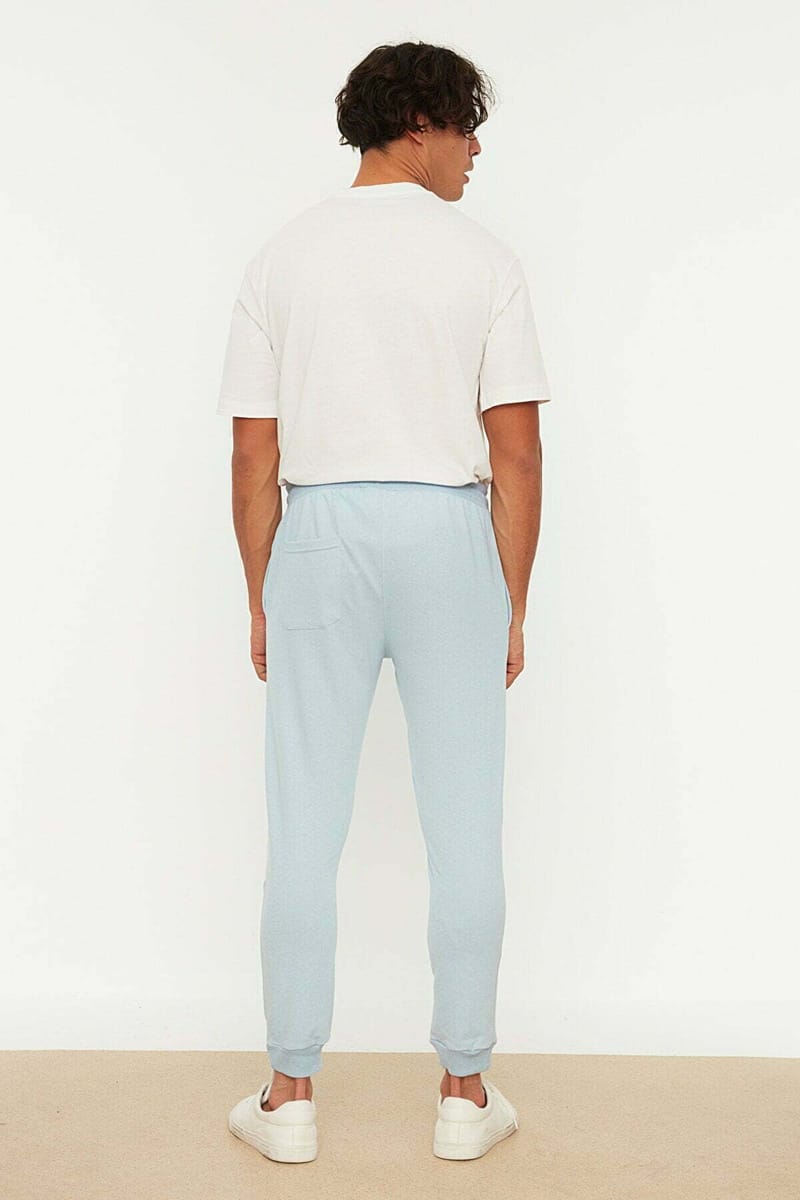 Baby Blue Drawstring Cuffed Men's Sweatpants - Sweatpants 24