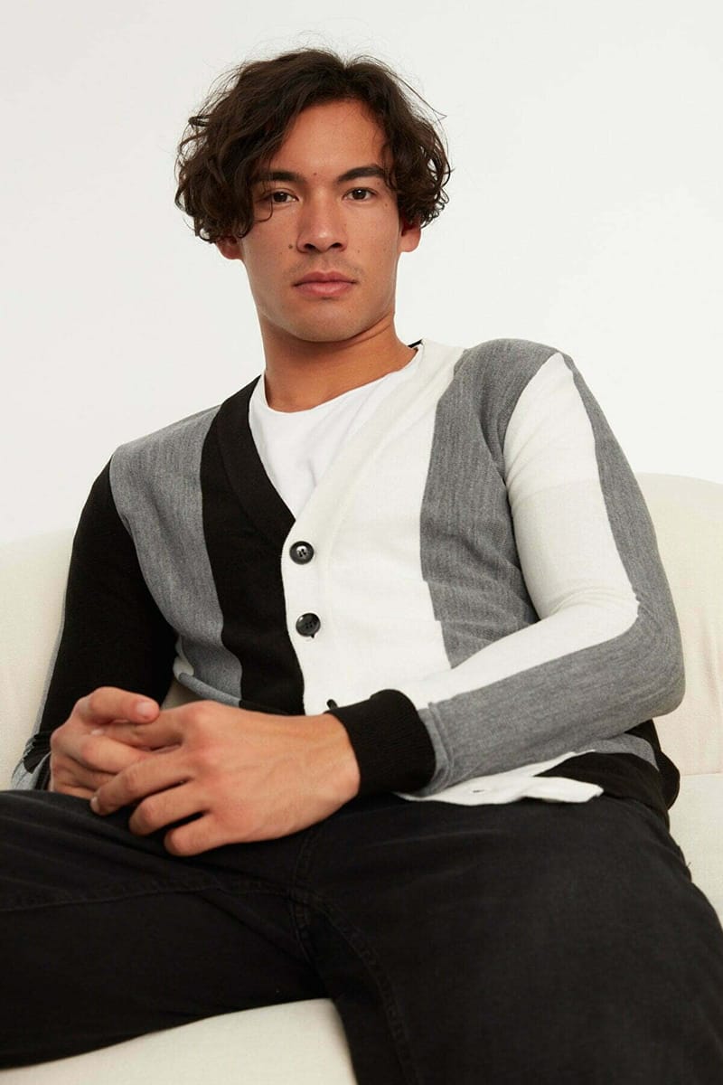 Regular Color Block Cardigan - Cardigans 45