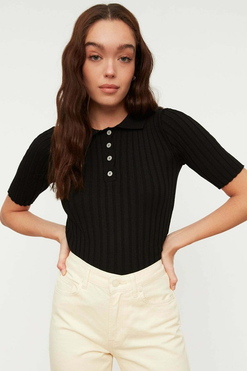 Polo Neck Knitted Sweater Trendyol - Women's Sweaters 34